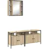 Image de vidaXL Ensemble de meubles de salle de bain avec étagère avec porte 3 pcs brun bois composite