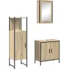 Image de vidaXL Ensemble de meubles de salle de bain avec étagère avec porte 3 pcs brun bois composite