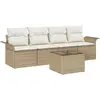 Image de Ensemble de salon vidaXL, 5 pièces, beige, en résine tressée