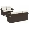 Image de vidaXL Ensemble de canapés avec coussins 6 pcs brun poly rotin