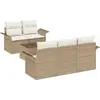 Image de Ensemble de salon vidaXL, 6 pièces, beige, en résine tressée