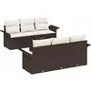 Image de Ensemble de canapés de jardin vidaXL avec coussins, 7 pièces, brun, en polyrotin