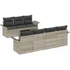 Image de vidaXL Ensemble de canapé de jardin avec coussins 8 pcs gris clair Poly-Rotin