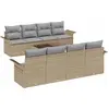 Image de Ensemble de canapés de jardin vidaXL, 9 pièces, beige, en polyrotin