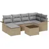 Image de vidaXL Ensemble canapé de jardin avec coussins 7 pièces Beige Poly-Rattan