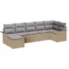 Image de vidaXL Ensemble canapé de jardin avec coussins 7 pièces Beige Poly-Rattan