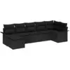 Image de vidaXL Ensemble de canapé de jardin avec coussins 7 pcs noir poly rotin