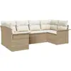 Image de Ensemble de canapés de jardin vidaXL, 6 pièces, beige, en polyrotin