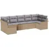 Image de vidaXL Ensemble canapé de jardin avec coussins 7 pièces Beige Poly-Rattan