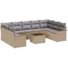 Image de vidaXL Ensemble de canapé de jardin avec coussins 10 pcs Beige Poly-Rattan