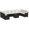 Image de vidaXL Ensemble de canapé de jardin avec coussins 11 pcs noir poly rotin