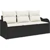 Image de vidaXL Ensemble de canapé de jardin avec coussins 3 pcs noir poly rotin