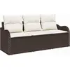 Image de Ensemble de canapés de jardin vidaXL avec coussins, 3 pièces, brun, en polyrotin