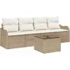 Image de vidaXL Ensemble canapé de jardin beige en polyrotin