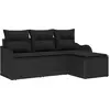 Image de vidaXL Ensemble canapé de jardin avec coussins 4 pièces Noir Poly-rotin