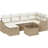 Image de vidaXL Ensemble canapé de jardin beige en polyrotin