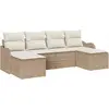 Image de Ensemble de canapés de jardin vidaXL, 6 pièces, beige, en polyrotin