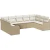 Image de Ensemble de canapés de jardin vidaXL, 9 pièces, beige, en polyrotin