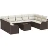 Image de Ensemble de canapés de jardin vidaXL, 9 pièces, couleur marron, en polyrotin
