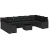 Image de Ensemble de canapés de jardin vidaXL, noir, 55 x 55 x 37 cm, en rotin synthétique