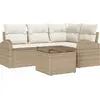 Image de vidaXL Ensemble canapé de jardin beige en polyrotin