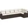 Image de Ensemble de canapés de jardin vidaXL, 6 pièces, en polyrotin marron