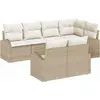 Image de vidaXL Ensemble canapé de jardin beige en polyrotin