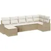 Image de vidaXL Ensemble de canapé de jardin avec coussins 7 pcs Beige Poly Rattan