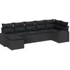 Image de vidaXL Ensemble de canapé de jardin avec coussins 7 pcs noir poly rotin