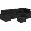 Image de vidaXL Ensemble de canapé de jardin avec coussins 8 pcs noir Poly rotin