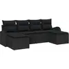 Image de vidaXL Ensemble de canapé de jardin avec coussins 6 pcs noir poly rotin