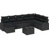 Image de vidaXL Ensemble de canapé de jardin avec coussins 9 pcs noir poly rotin