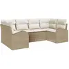 Image de Ensemble de canapés de jardin vidaXL, 6 pièces, beige [synthétique] : rotin synthétique