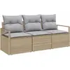 Image de vidaXL Canapé Set 3 pcs Beige Poly-Rattan