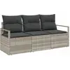 Image de vidaXL Set de canapé 3 pcs Gris clair Poly-Rattan