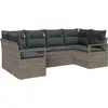 Image de vidaXL Ensemble de canapés avec coussins 6 pcs Gris Poly-Rotin