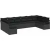 Image de vidaXL Ensemble de canapés avec coussins 10 pcs noir poly rotin