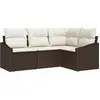 Image de vidaXL Ensemble de canapés avec coussins 4 pcs brun poly rotin