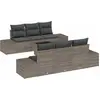 Image de Ensemble de canapés vidaXL avec coussins, 7 pièces, gris, en rotin synthétique