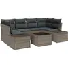 Image de Ensemble de canapés vidaXL avec coussins, 7 pièces, gris, en rotin synthétique