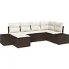 Image de vidaXL Ensemble de canapé de jardin avec coussins 6 pcs brun et crème Poly-Rotin