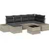 Image de vidaXL Ensemble de canapé de jardin avec coussins 7 pcs gris clair Poly-Rotin