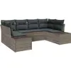Image de vidaXL Ensemble canapé de jardin avec coussins 6 pièces Gris Polyrotin