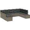 Image de vidaXL Ensemble de canapé de jardin avec coussins 9 pcs Gris Poly-Rotin