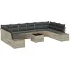 Image de Ensemble de canapés de jardin vidaXL avec coussins, 11 pièces, gris clair, en polyrotin