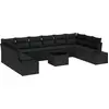 Image de vidaXL Ensemble de canapé de jardin avec coussins 11 pcs noir poly rotin