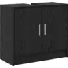 Image de vidaXL Armoire de salle de bain avec porte noire imitation chêne 63 x 29 x 55 cm