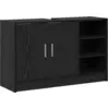 Image de vidaXL Armoire de salle de bain avec porte noire imitation chêne 90 x 29 x 55 cm