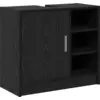 Image de vidaXL Armoire de salle de bain avec porte noire imitation chêne 63 x 29 x 55 cm