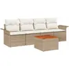Image de Ensemble de canapés de jardin vidaXL, 5 pièces, beige, en polyrotin